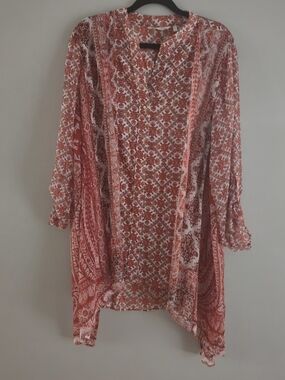 Soft Surroundings Paysan Red and White Printed Tunic